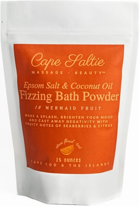 Cape Saltie · Massage Beauty Epsom Salt & Coconut Oil Fizzing Bath Powder in Mermaid Fruit (1 Bag, 15 oz, 3-5 Soak Experiences) | Soothe Muscles & Aches | Colorful, Aromatic Blood Orange & Sea Berries