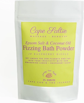 Cape Saltie · Massage Beauty Epsom Salt & Coconut Oil Fizzing Bath Powder in Raspberry Ripple (1 Bag, 15 oz, 3-5 Soak Experiences) | Soothe Muscles & Aches | Colorful, Aromatic Raspberry & Lemon Fizz
