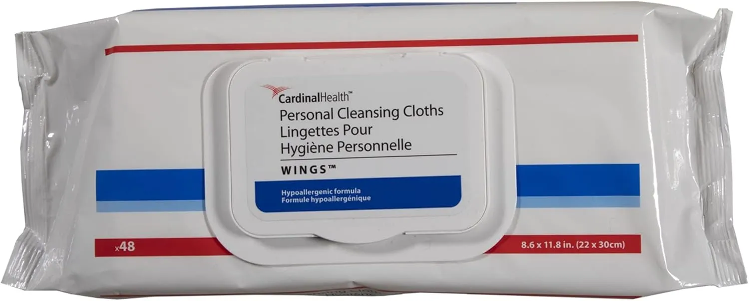 Cardinal Health Wings Personal Cleansing Wipe 8.6 X 11.8 Inch 5199S, 12 Pack 576 Wipes