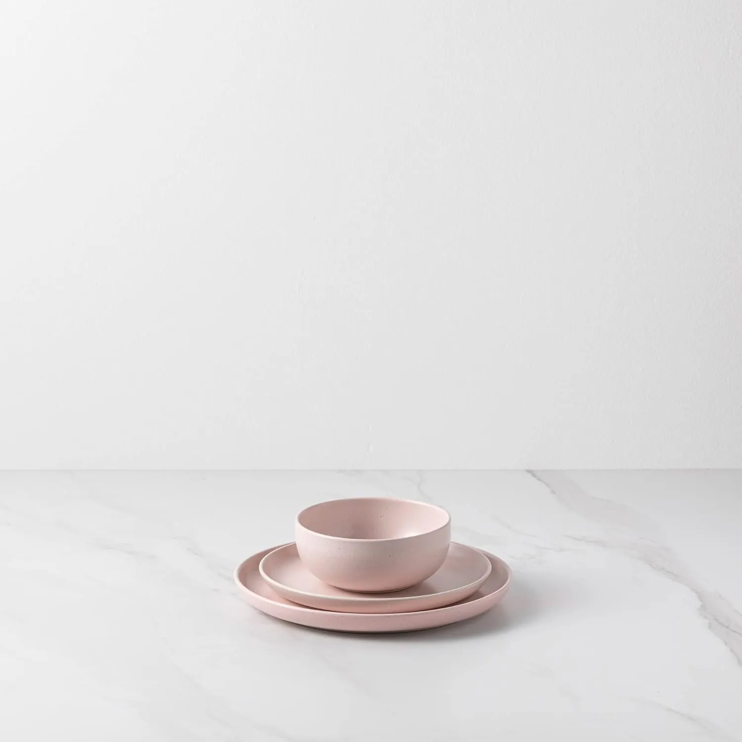 Casafina Ceramic Stoneware 18-Piece Place Setting Service for 6 with Cereal Bowls - Pacifica Collection, Marshmallow Pink | Microwave & Dishwasher Safe Dinnerware Set | Restaurant Quality Tableware