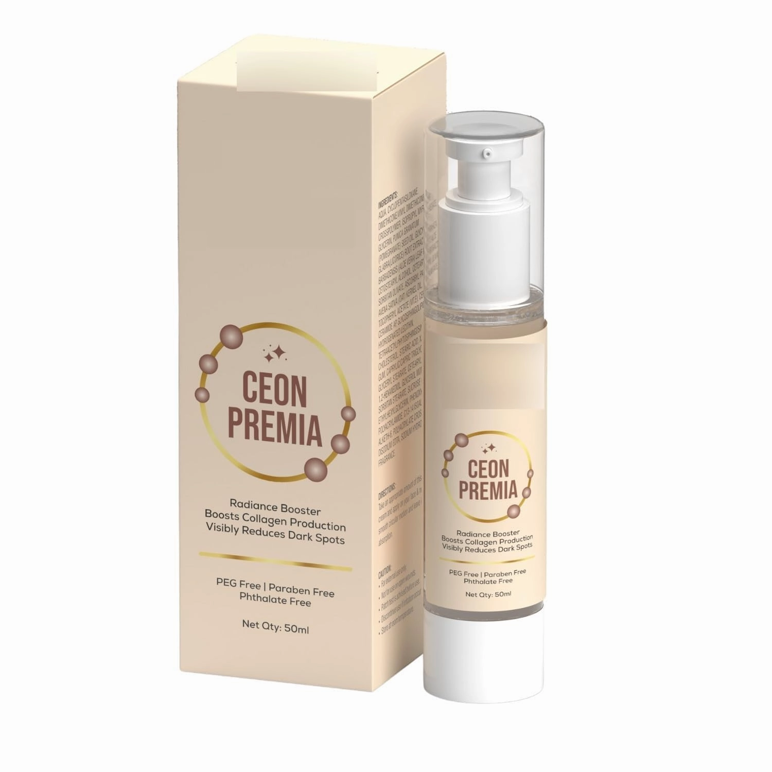 Ce.on Premia Radiant Glow Vitamin C Brightening Cream | Cream For Skin | Brightening, Oil Free & Lightweight, Fragrance-Free, All Skin Types, For Women & Men