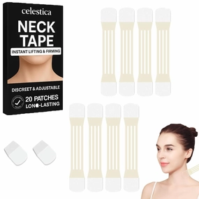 Celestica Instant Neck Tape, 20PCS Invisible Neck Tightening Strips for Double Chin & Saggy Skin,Makeup-Friendly, Face Jaw Firming Tape (2pcs)