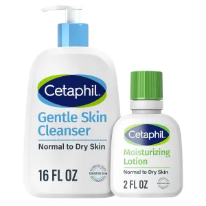 Cetaphil Face Wash, Hydrating Gentle Skin Cleanser for Dry to Normal Sensitive Skin, 16 oz   Travel Size Moisturizing Lotion 2 oz