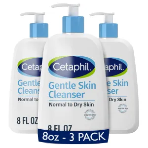 Cetaphil Face Wash, Hydrating Gentle Skin Cleanser for Dry to Normal Sensitive Skin, NEW 8 oz 3 Pack, Fragrance Free, Soap Free and Non-Foaming
