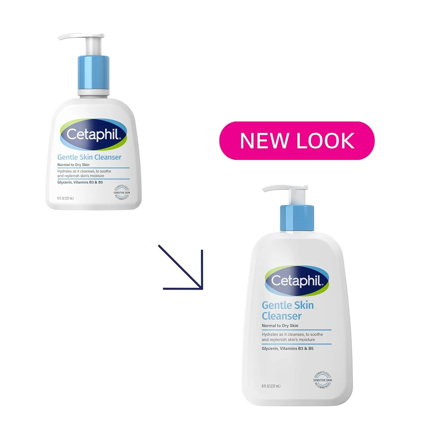 Cetaphil Face Wash, Hydrating Gentle Skin Cleanser for Dry to Normal Sensitive Skin, NEW 8 oz 3 Pack, Fragrance Free, Soap Free and Non-Foaming