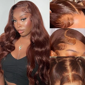 Chocolate Brown 13x4 HD Body Wave Lace Front Wigs Human Hair Pre Plucked Natural Hairline Brown Wig Human Hair 180% Density Gluless #4 Colored Frontal Wig for Black Women 26 Inch