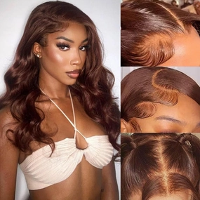 Chocolate Brown Lace Front Wig 13x4 HD Body Wave Lace Front Wigs Human Hair Pre Plucked Hairline Brown Wig Human Hair 180% Density Thick and Smooth #4 Colored for Black Women 18 Inch