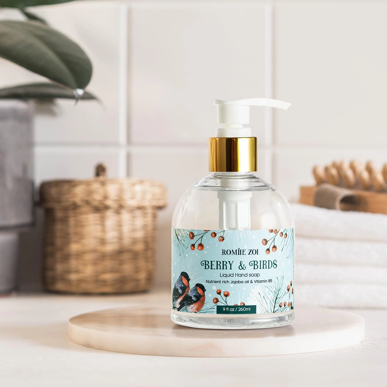 Christmas Liquid Hand Soap with Gift Box - 260ml/ 9 fl. Oz - Variety Pack of 3（Winter Woods，Snowy Joy, Berry and Birds）