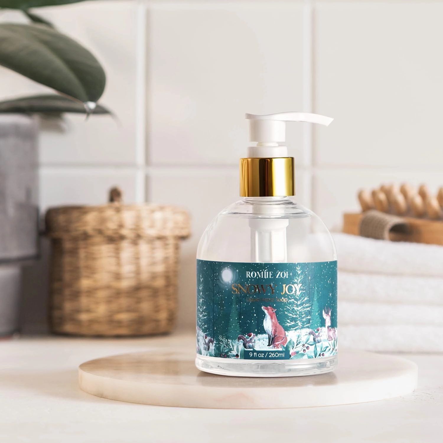 Christmas Liquid Hand Soap with Gift Box - 260ml/ 9 fl. Oz - Variety Pack of 3（Winter Woods，Snowy Joy, Berry and Birds）