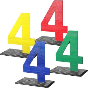 Chunful 4 Pcs Race Car 4th Number Sign Centerpiece Wooden Table Centerpiece Race Car Theme Birthday Party Supplies Photo Props Table Decor for Racing Party