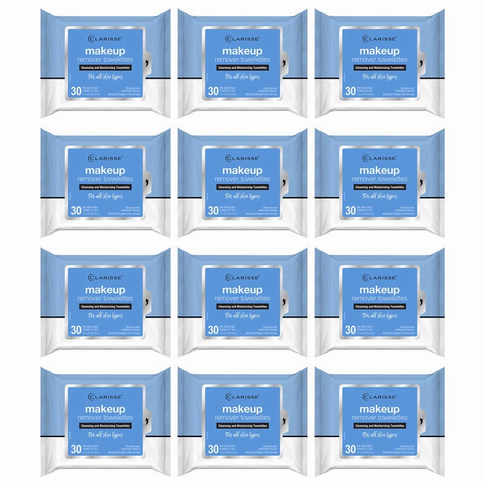 Clarisse 10781-12 Make Up Remover Cleansing and Moisturizing Towelettes, 30-Ct. - Quantity 1212