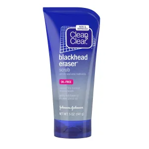 Clean & Clear Blackhead Eraser Oil-Free Facial Scrub with 2% Salicylic Acid Acne Medication, Exfoliating Daily Face Scrub for Acne-Prone Skin Care, 5 oz, 2 Pack
