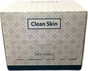 Clean Skin Disposable Face Towel | Soft Cotton Face Wipes | Dry Wipes Facial Cloths Towelettes for Washing and Drying | Facial Tissue for Skincare | Makeup Remover and Cleansing 50 Count (1 Pack)