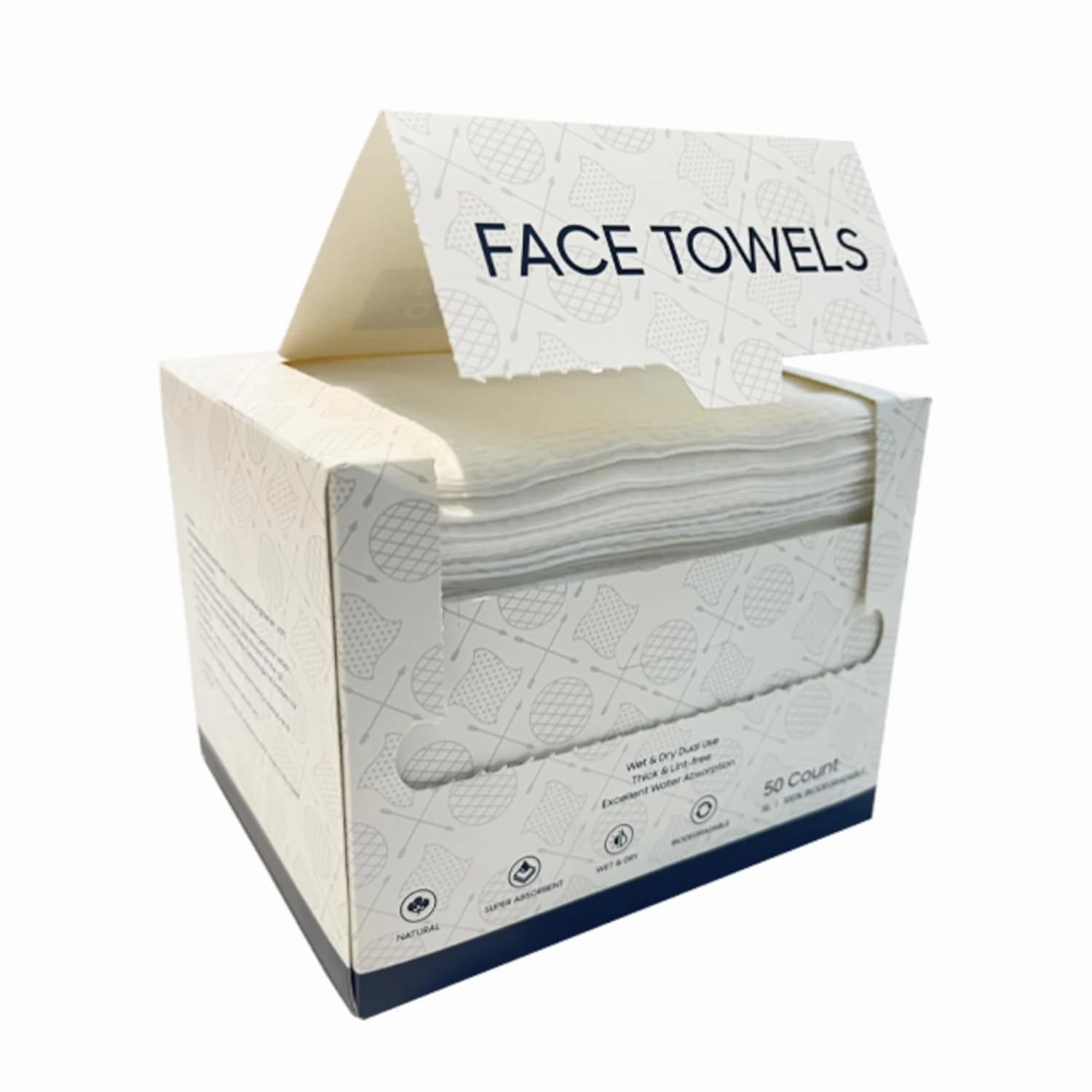 Clean Face Towels Hypoallergenic Ultra-Soft Clean Skin Facial Towels for Sensitive Skin Eczema Association Accepted Makeup Remover Dry Wipes Ultra Soft 50 Ct 1 Pack 100% USDA Biobased