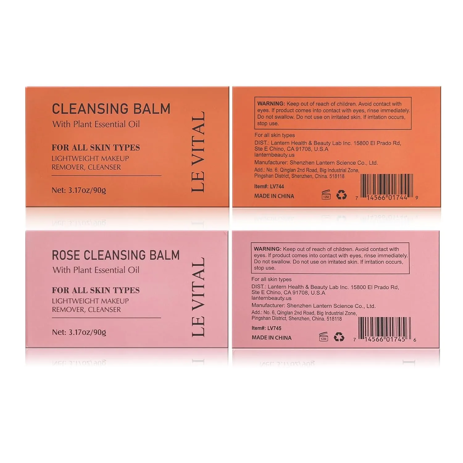 Cleansing Balm, Plant Essential Oil Makeup Remover for Sensitive & Dry Skin, 1-Step Gentle Cleanser for Heavy Makeup, Sunscreen & Women’s Skincare,Travel-Friendly (Pack of 2, Tangerine & Rose)