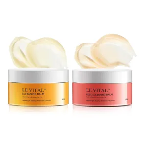 Cleansing Balm, Plant Essential Oil Makeup Remover for Sensitive & Dry Skin, 1-Step Gentle Cleanser for Heavy Makeup, Sunscreen & Women’s Skincare,Travel-Friendly (Pack of 2, Tangerine & Rose)