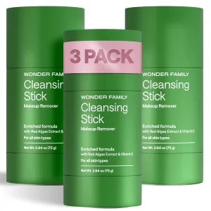 Cleansing Gel Makeup Remover Stick - Melt Cosmetics with Travel Size Facial Cleanser for Sensitive Skin - Cleansing Balm - Clean Makeup Travel Face Cleanser Balm - Paraben, Sulfate Free, 3 Pack