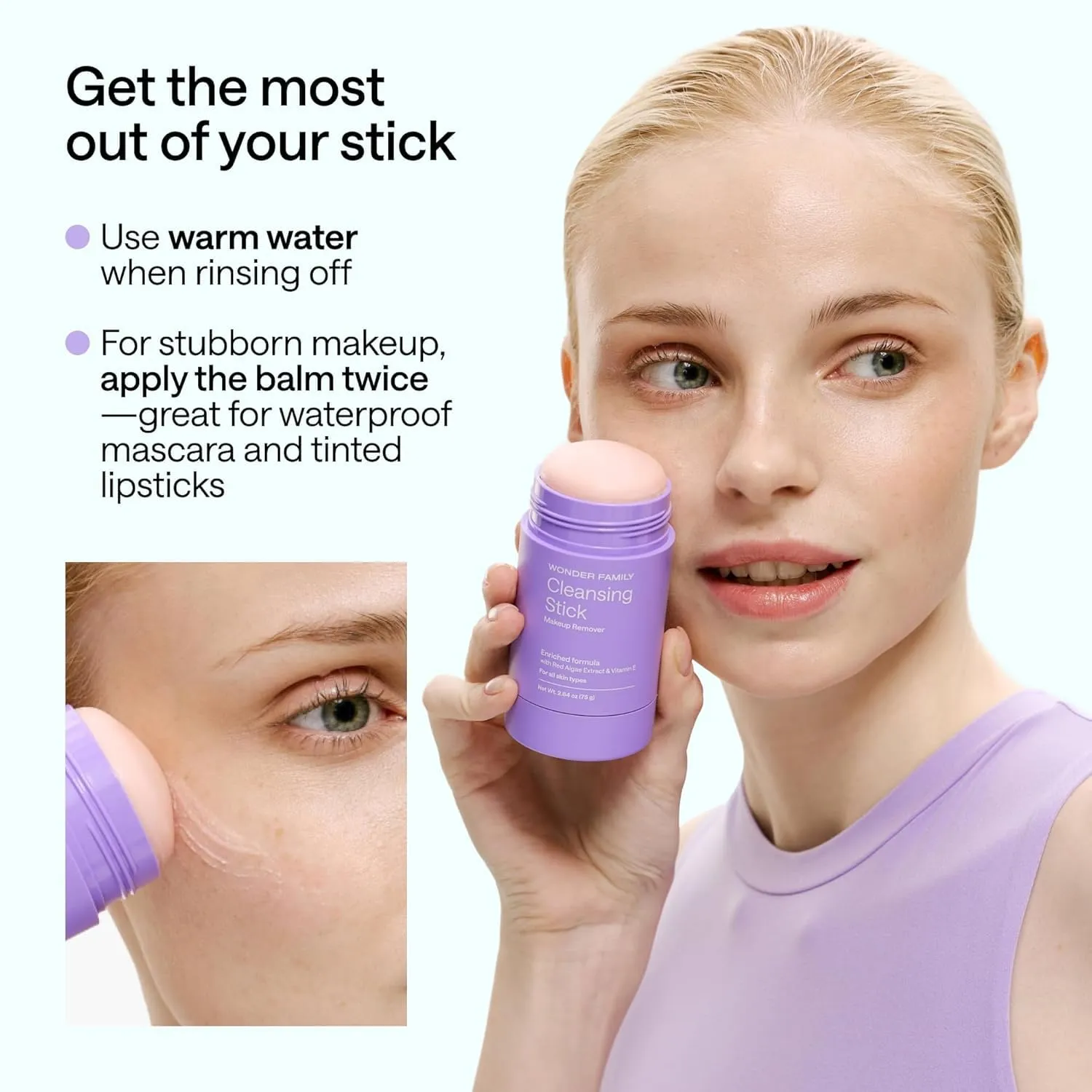 Cleansing Gel Makeup Remover Stick - Melt Cosmetics with Travel Size Facial Cleanser for Sensitive Skin - Cleansing Balm - Clean Makeup Travel Face Cleanser Balm - Paraben, Sulfate Free