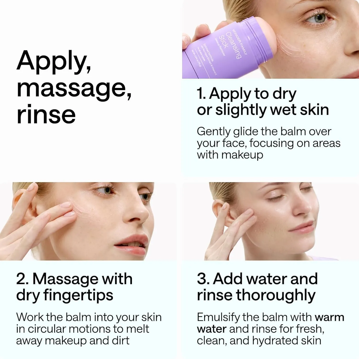 Cleansing Gel Makeup Remover Stick - Melt Cosmetics with Travel Size Facial Cleanser for Sensitive Skin - Cleansing Balm - Clean Makeup Travel Face Cleanser Balm - Paraben, Sulfate Free