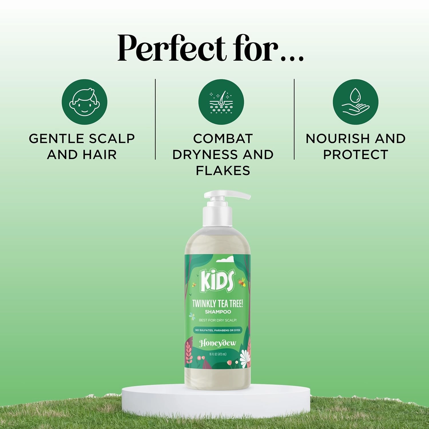 Cleansing Kids Shampoo for Dry Scalp - Dry Flaky Scalp Care Shampoo for Kids and Hair Build Up Remover with Tea Tree Oil and Rosemary Essential Oils for Hair Care - Kids Scalp Cleanser for Build Up