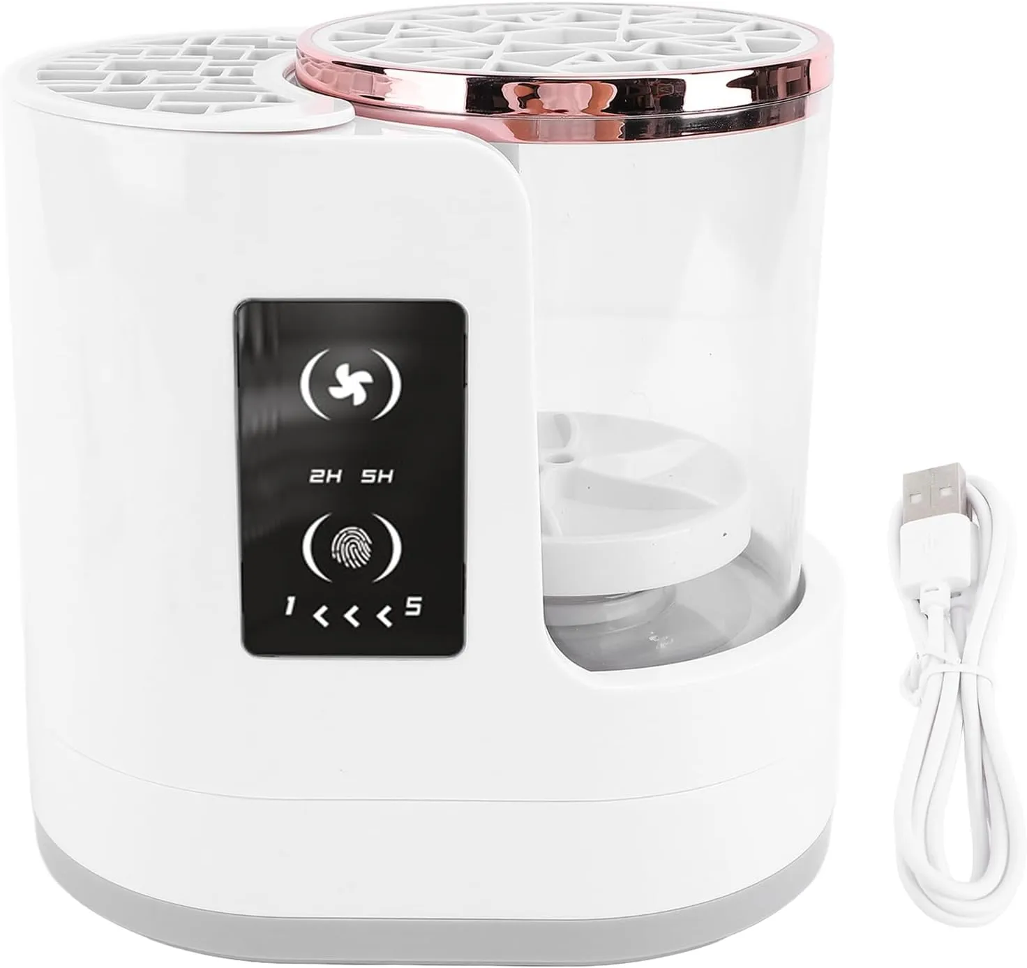 Clear View 850RPM Makeup Brush Cleaner Machine 2H 5H Timer Detachable Dryer, Portable for Use On The Go with Easy Disassembly and Thorough Clean