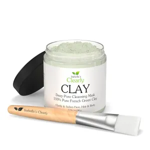 Clearly CLAY, Deep Pore Cleansing, Skin Softening Facial Mask | 100% Pure French Green Clay Powder for Acne, Blackheads, Dry Skin, Oily Skin | Non Drying Anti Aging Natural Mineral Clay (Bulk 8 Oz)