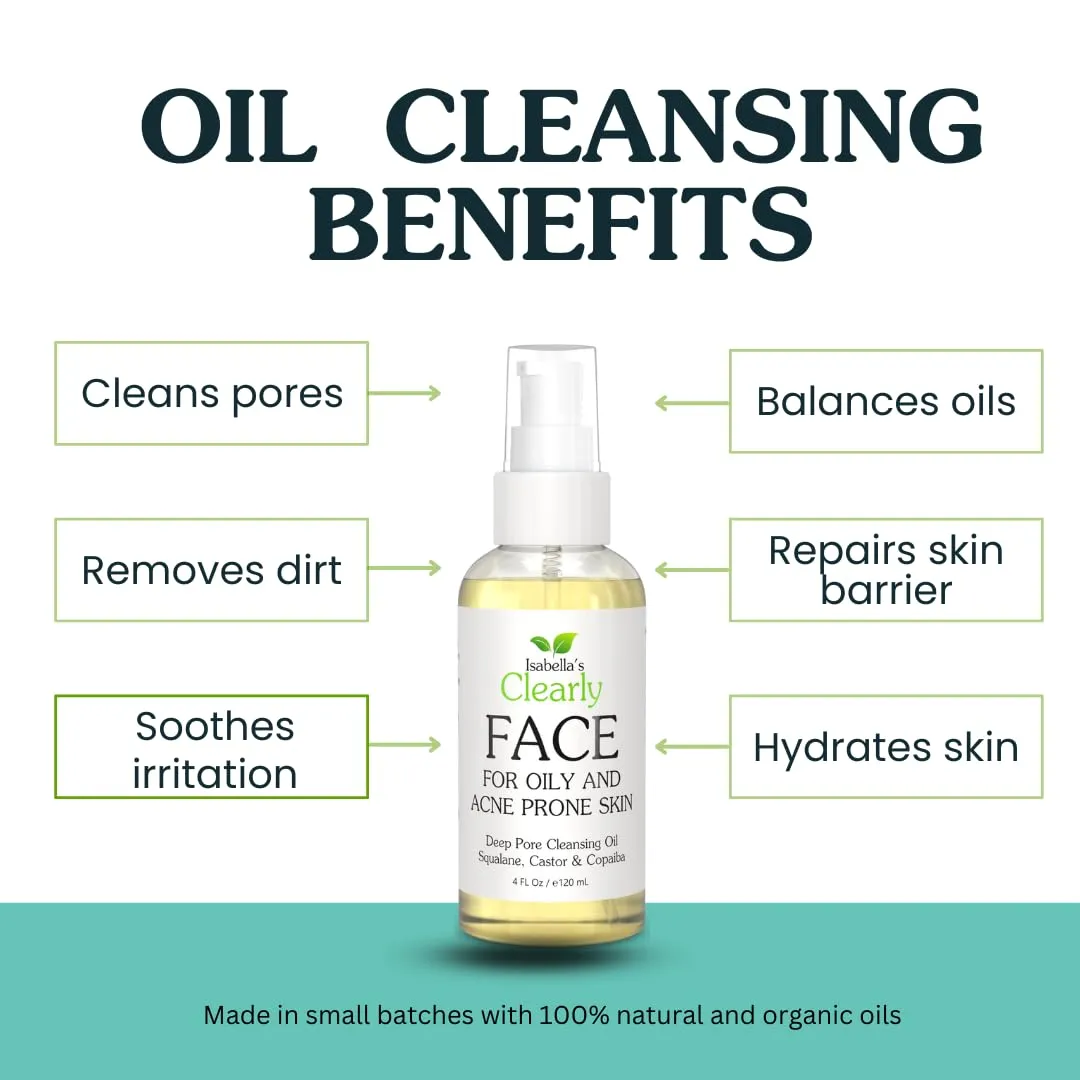 Clearly FACE, Natural Oil Cleanser Face Wash and Makeup Remover | Gentle Cleansing Oil with Avocado, Argan, Blue Tansy and Vegan Squalane | Pure & Toxin-Free, Water Free, Made in USA