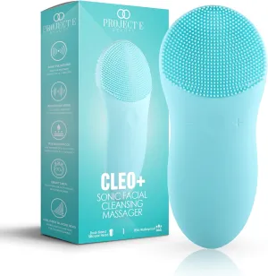 Cleo  Sonic Facial Cleansing Brush by Project E Beauty | Daily Cleansing | Gentle Exfoliating | Wireless Portable Face Cleanser | Face Massager Wash Brush | Travel Size | Waterproof Soft Silicone