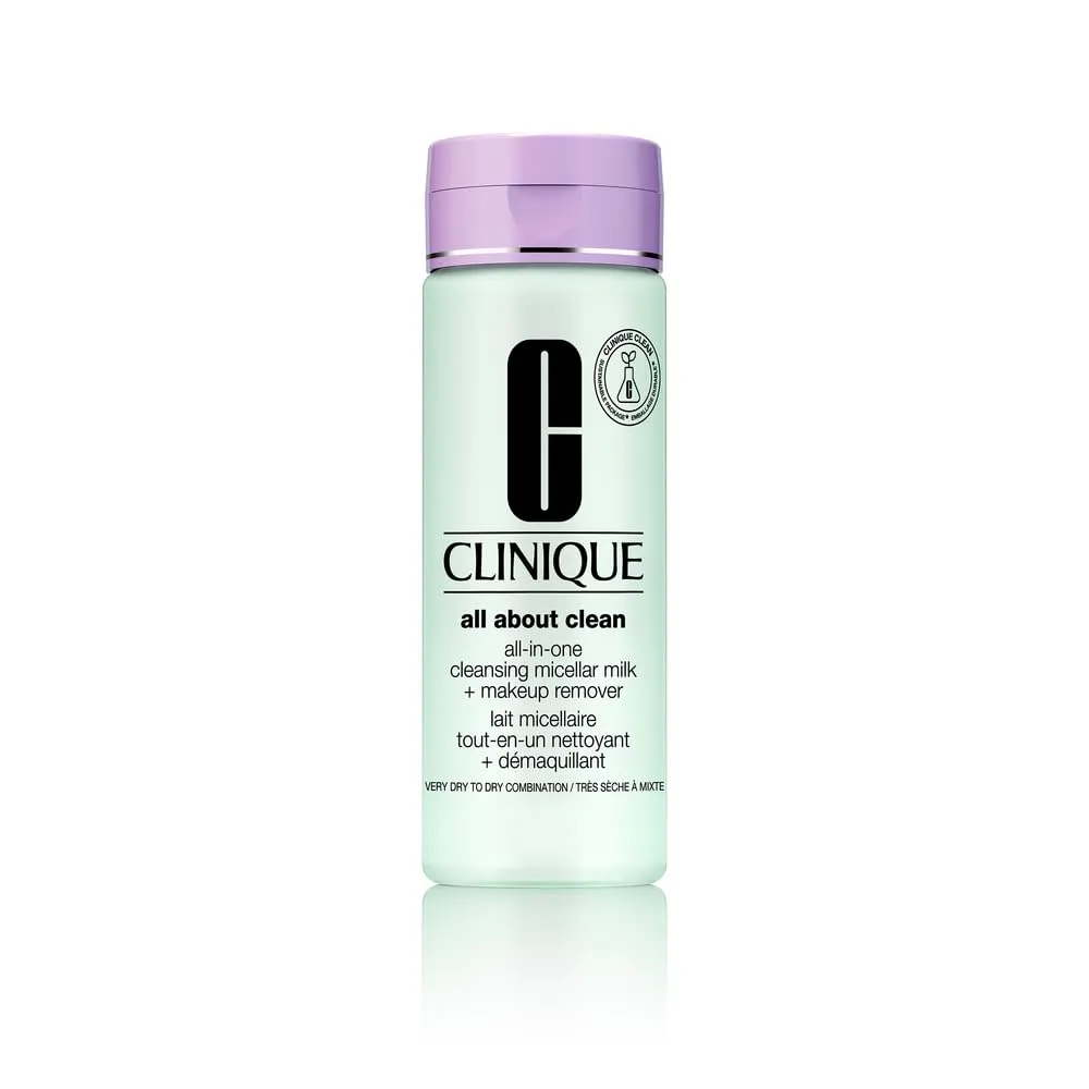 Clinique 3-Step All About Clean All-in-One Cleansing Micellar Milk   Makeup Remover, 6.7 Fl Oz