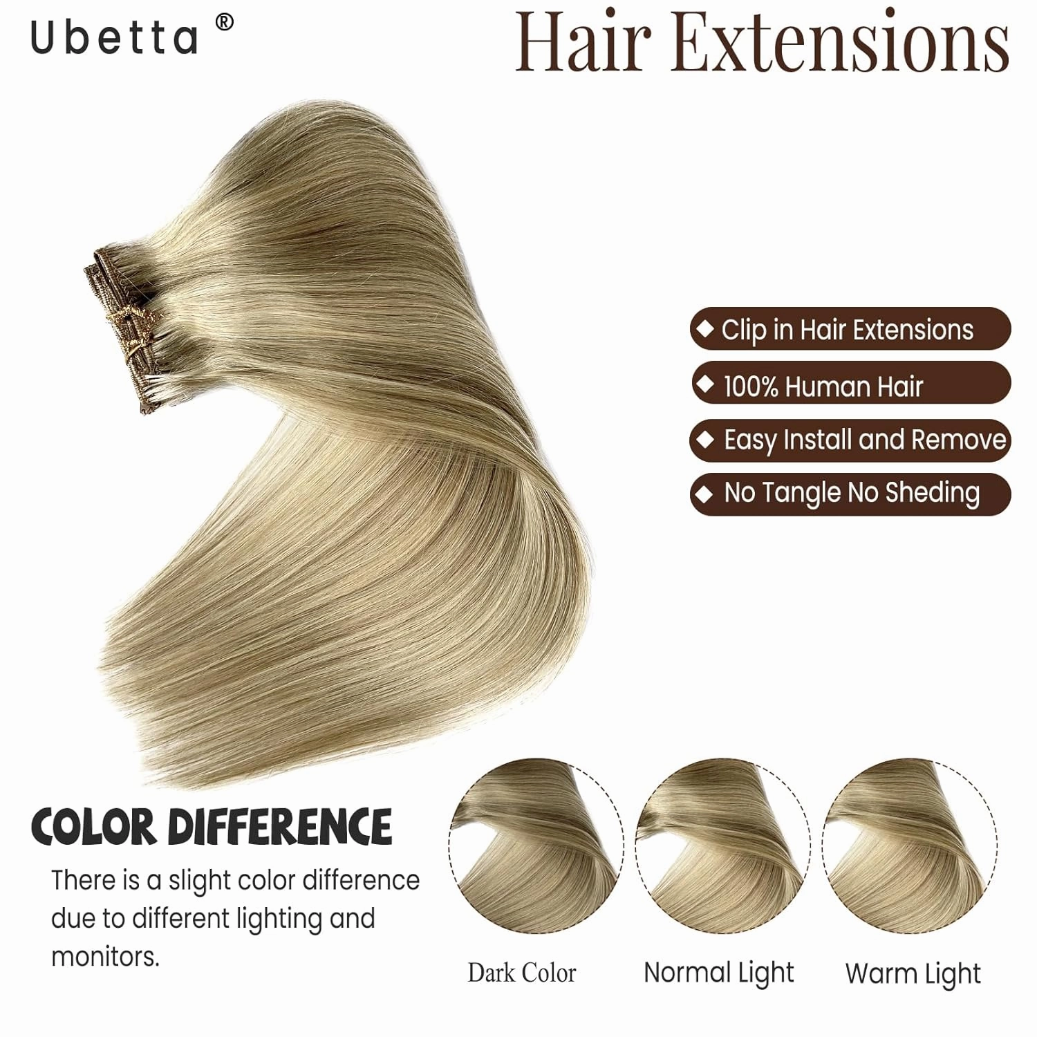 Clip in Hair Extensions Real Human Hair, Ash Blonde Balayage Blonde Highlights Hair Extension Real Human Hair Clip ins 14 Inch 7pcs 70G Double Weft Hair Extensions Human Hair Clip in Extensions