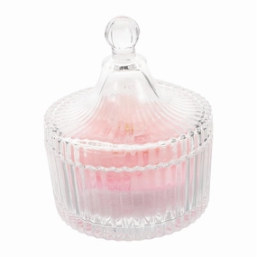 CLISPEED 1 Set Soft Velvet Powder Puff with Decorative Glass Container Ribbon Flower Design for Reusable Applicator for Loose Powder for Skin and Makeup Storage