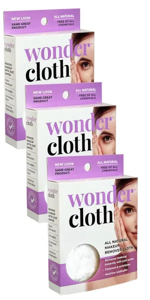 Cloth (Pack of 3) - All Natural Make-Up Remover Cloth, Removes Makeup Instantly with Just Water, Cleanses and Exfoliates, Machine Washable