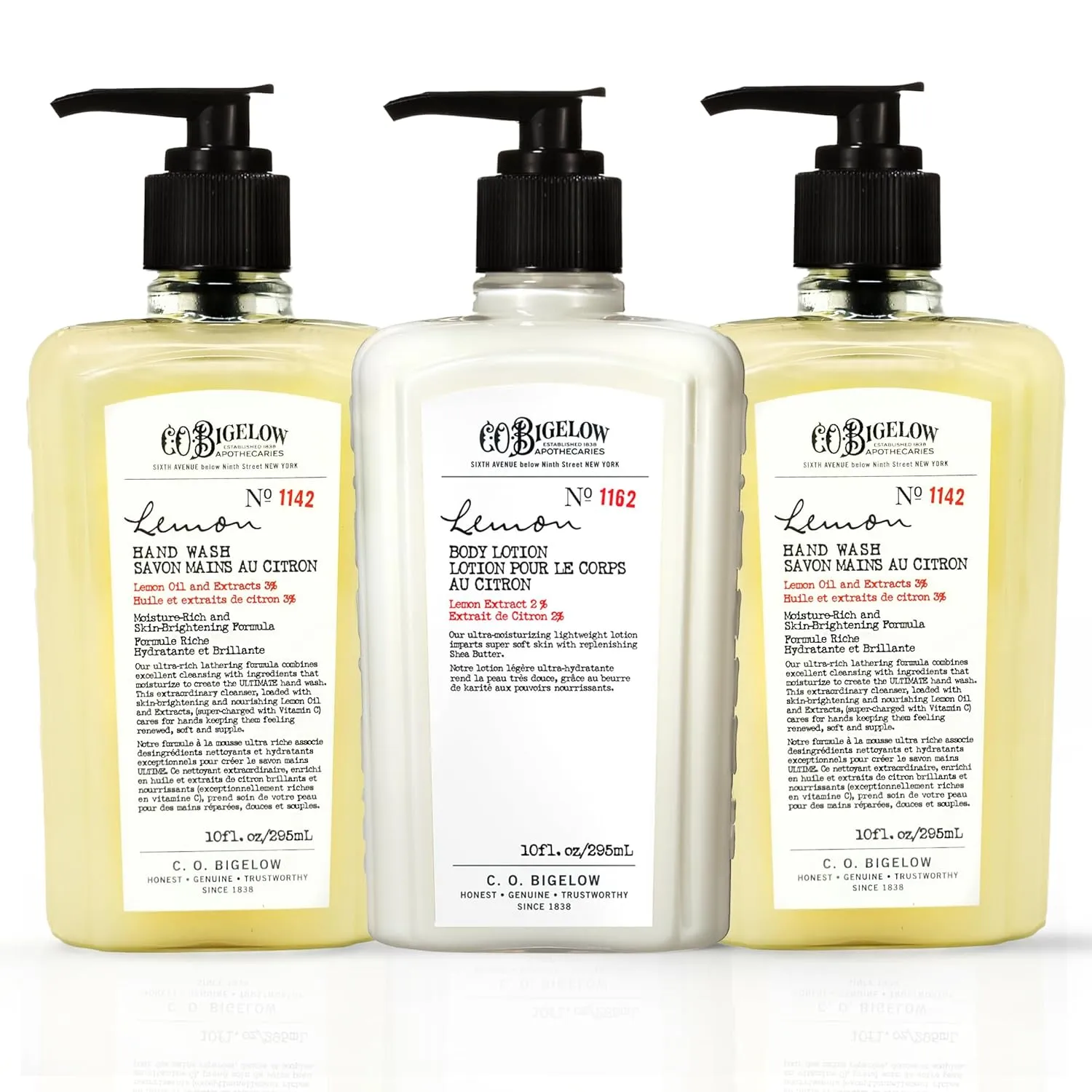 C.O. Bigelow Lemon Hand Wash No. 1142, 2 pack, 10 fl oz. each & Lemon Body Lotion No. 1162, 10 fl oz.