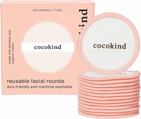 Cocokind Reusable Facial Rounds, Reusable Makeup Remover Pads, Made with Bamboo and Cotton, Washable Makeup Cotton Rounds with Bag, 14 Count