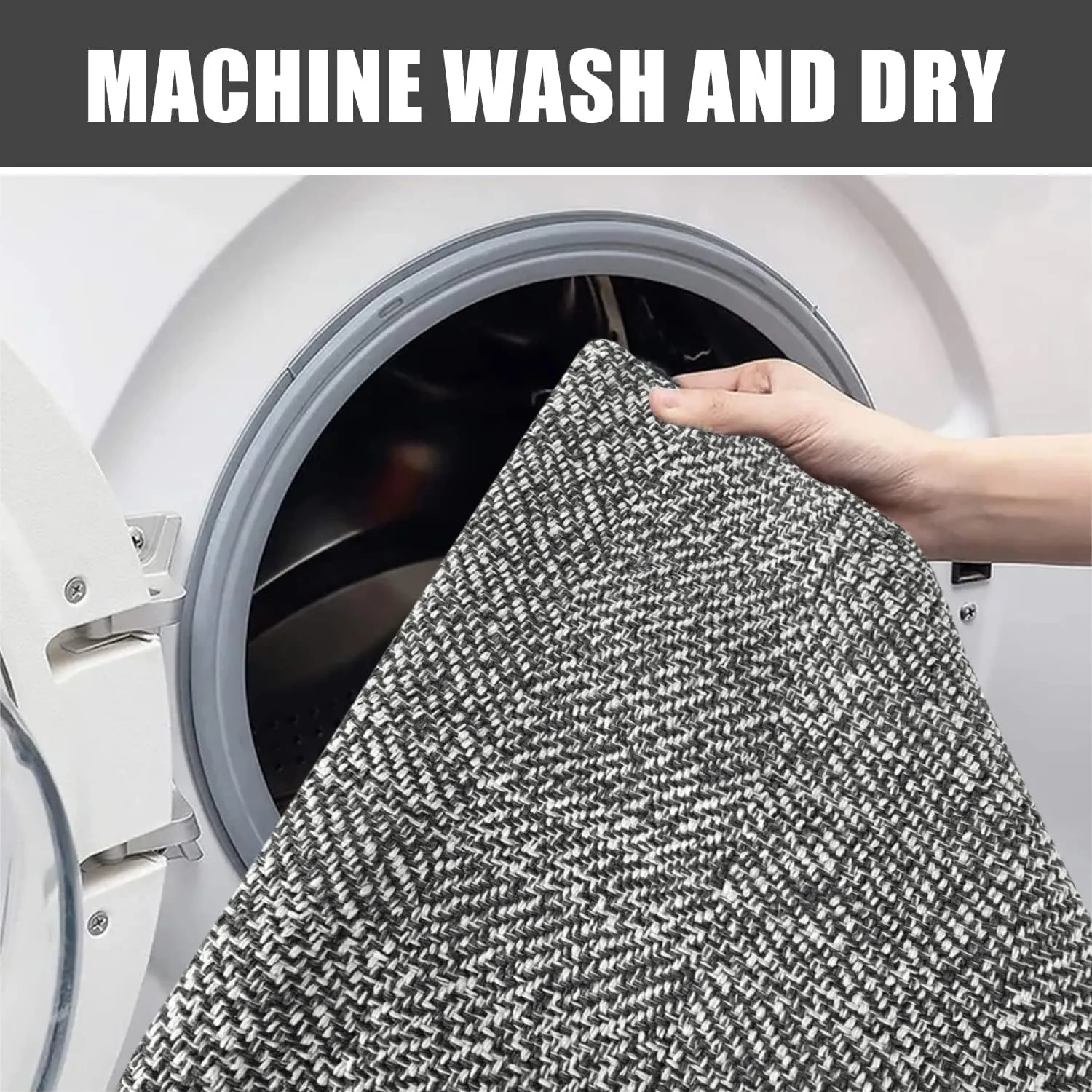 Collive Hallway Runner Rug, 2' x 5' Soft Washable Kitchen Runner Rug, Grey Contemporary Modern Laundry Room Rugs Indoor Hand-Woven Cotton Carpet for Bedroom Entryway Front Door Farmhouse
