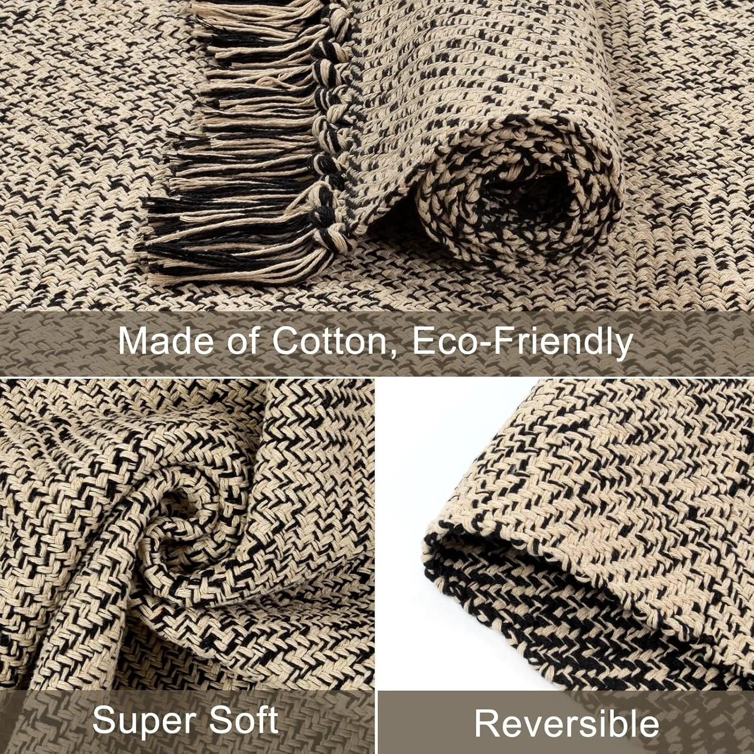 Collive Hallway Runner Rug, 2x5 Washable Natural/Black Modern Entryway Runner Rug Hand-Woven Cotton Boho Kitchen Runner Rugs for Bedroom Laundry Room Rug Front Door Farmhouse Bathroom Rug Outdoor