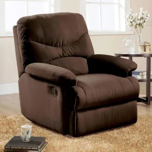 Comfortable Recliner Chair with Pillow Top Arms and Tufted Back, Living Room, Chocolate Color