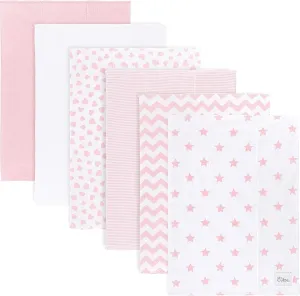 Comfy Cubs Baby Burp Cloths Set (Pack of 6) - Large, 6-Layer, Ultra Absorbent 100% Cotton for Infant Spit-Up, Drool, and Messes - Soft, Gentle, Thoughtful New Born Baby Gifts, Pink Pattern