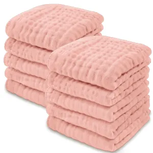 Comfy Cubs Muslin Baby Washcloths 10 Pack - Soft 6-Layer Cotton Wash Cloths for Sensitive Skin - 10"x10" Large, Gentle, Absorbent Infant Essentials for Newborn and Toddlers - (Lace)