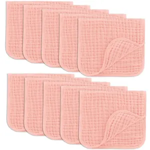 Comfy Cubs Muslin Burp Cloths 20" x 10", Pack of 10 - Large, 6-Layer, Ultra Absorbent 100% Cotton for Baby Drool and Messes - Soft, Safe & Gentle Baby Burp Cloths for Boys & Girls - Lace