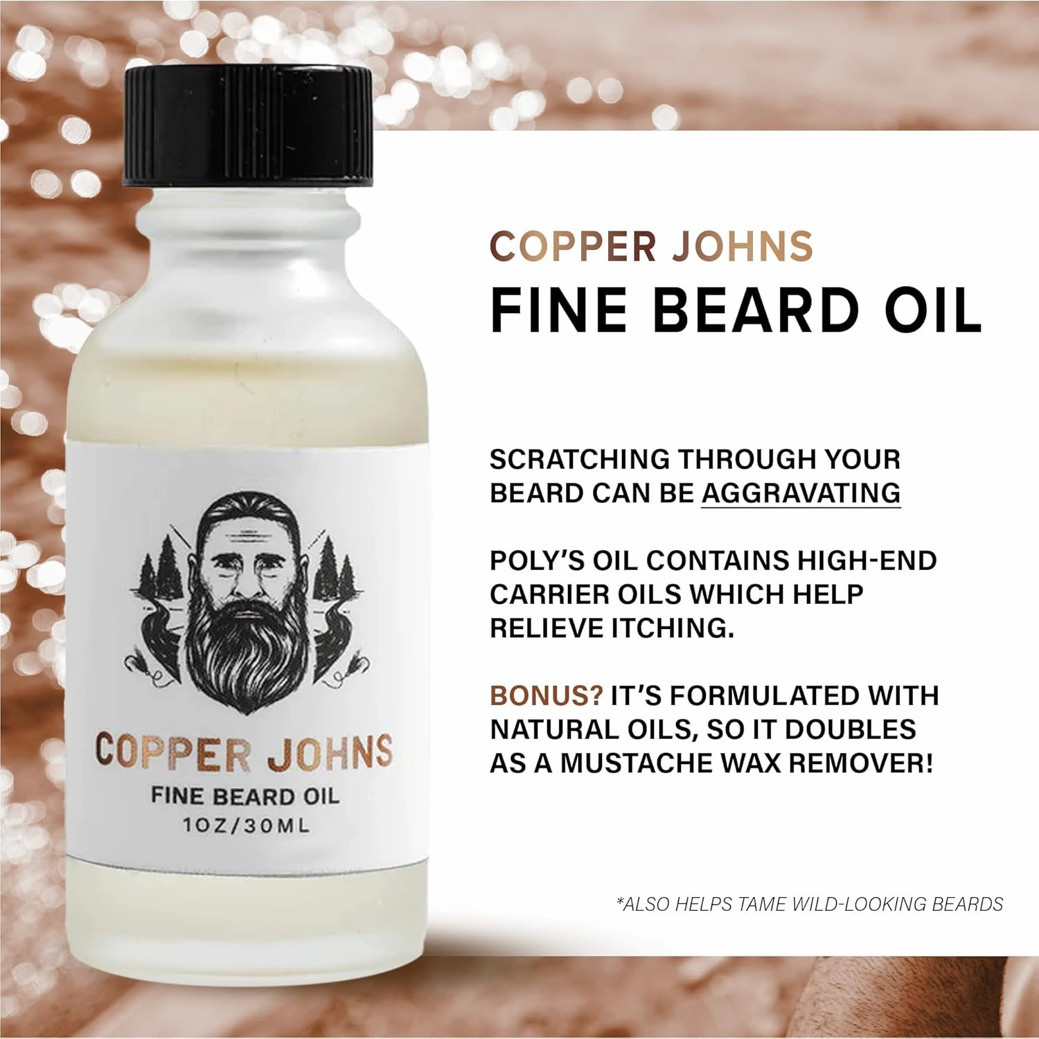 Copper Johns Beard Oil for Men Growth, Castor & Jojoba Oil with Sea Minerals, Increases Softness & Control for Fuller-Looking Beard, Mens Beard Oil, Mountain River-Smokey Orange Cedar, 1 oz