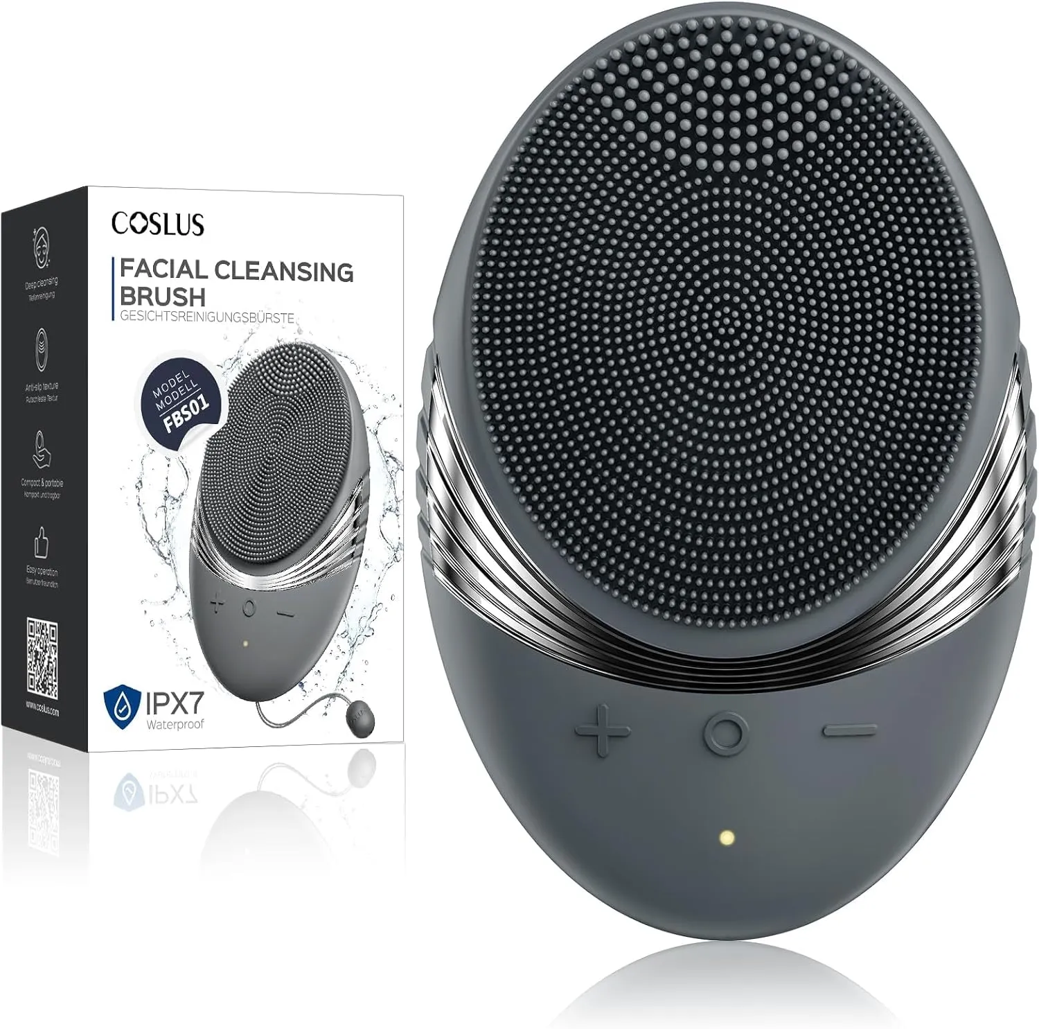 COSLUS Facial Cleansing Brush Face Scrubber : Portable Silicone Waterproof Rechargeable Face Wash Brush, 5 Cleansing Modes, Electric Deep Cleaning for Men & Women, Removing Blackhead, Exfoliating