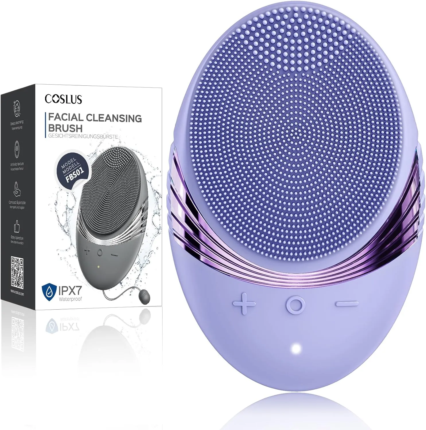 COSLUS Facial Cleansing Brush Face Scrubber : Silicone Waterproof Rechargeable Face Wash Brush, 5 Cleansing Modes, Electric Deep Cleaning for Men & Women, Removing Blackhead, Exfoliating, Massaging