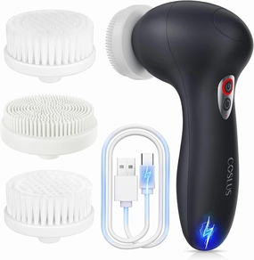 COSLUS Facial Cleansing Brush Face Scrubber: Rechargeable Electric Spin IPX7 Waterproof Cleanser Brush - 2 Rotational Directions 3 Speeds Adjustable for Men Women Deep Cleaning