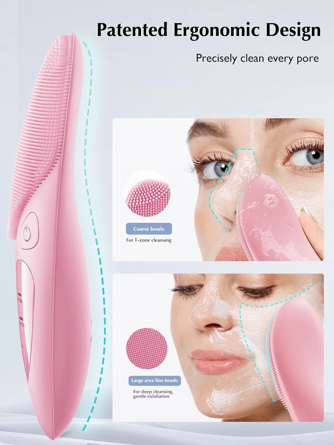 COSLUS Facial Cleansing Brush Silicone Face Scrubber: Waterproof Rechargeable Face Wash Brush, 4 Cleansing Modes, Electric Face Exfoliator for Men Women Cleaning, Exfoliating, Massaging