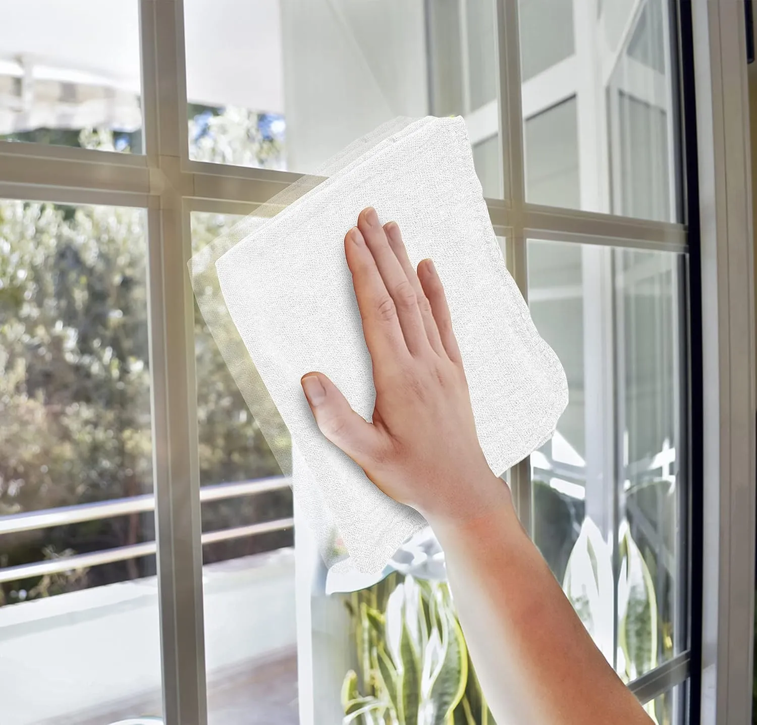 Cotton Shop Rags – (Pack of 150) Size 12x14 Inches Cleaning Rags – Absorbent Shop Towels and Multipurpose Cleaning Towels for Automobiles, Industries, Garage and Homes (White)