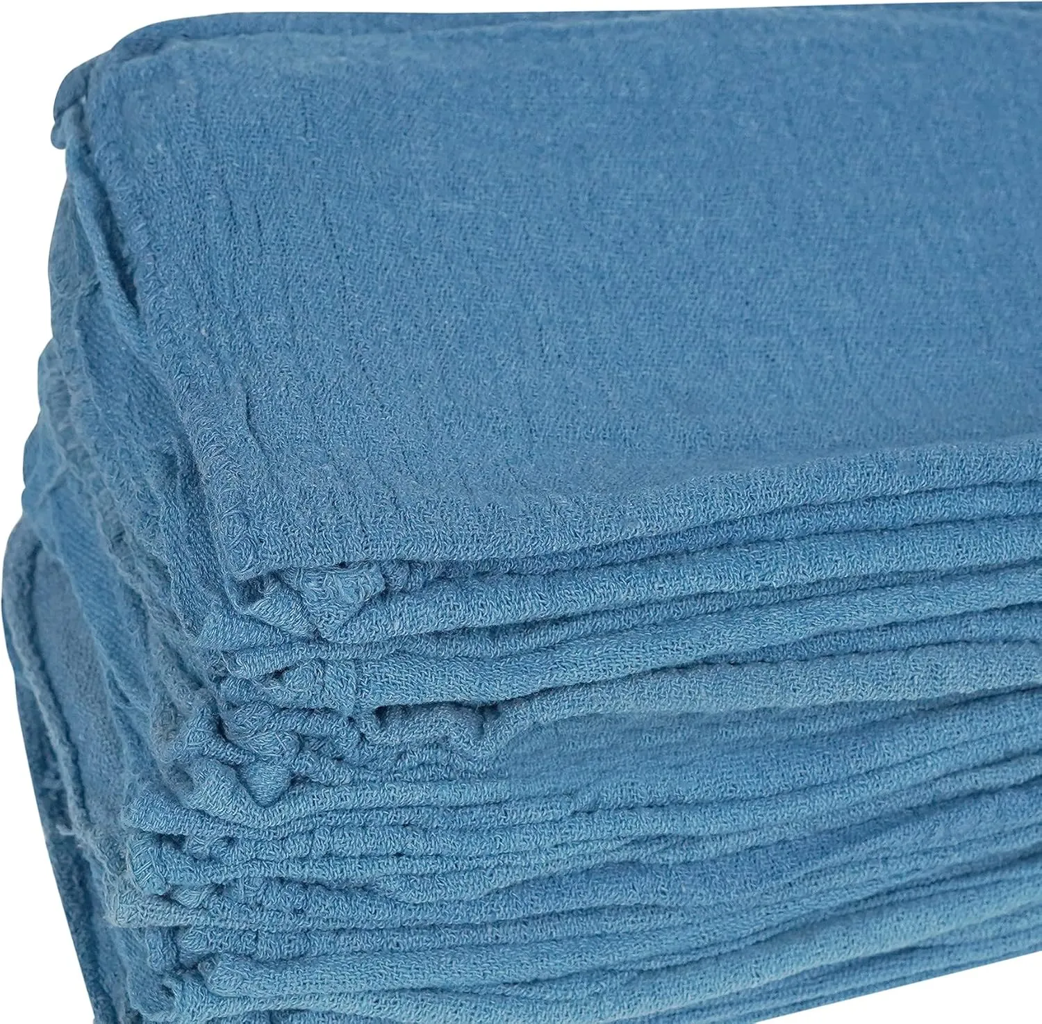 Cotton Shop Towels Blue – (Pack of 150) Size 14x14 Inches Cleaning Rags – Absorbent Shop Rags and Multipurpose Cleaning Towels for Automobiles, Industries, Garage and Homes