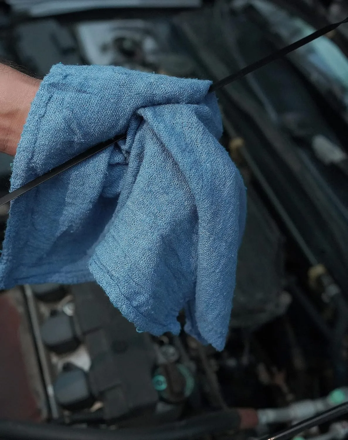 Cotton Shop Towels Blue – (Pack of 150) Size 14x14 Inches Cleaning Rags – Absorbent Shop Rags and Multipurpose Cleaning Towels for Automobiles, Industries, Garage and Homes