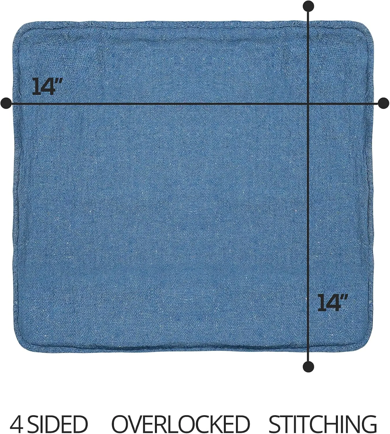 Cotton Shop Towels Blue – (Pack of 150) Size 14x14 Inches Cleaning Rags – Absorbent Shop Rags and Multipurpose Cleaning Towels for Automobiles, Industries, Garage and Homes