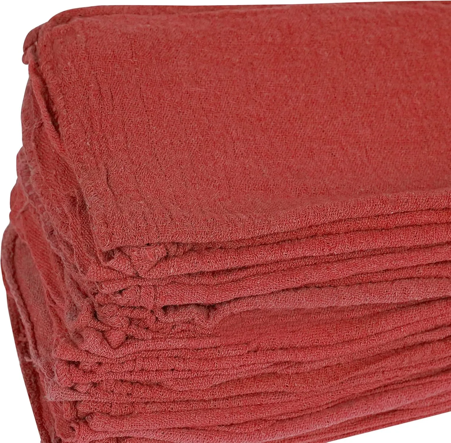 Cotton Shop Towels Red – (Pack of 150) Size 14x14 Inches Cleaning Rags – Absorbent Shop Rags and Multipurpose Cleaning Towels for Automobiles, Industries, Garage and Homes